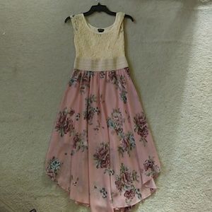 Cream and Floral Midi dress